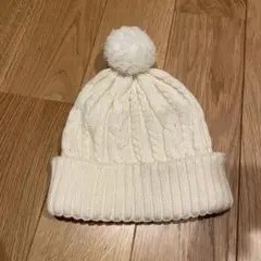 ホワイトケーブル編みニット帽 57.5cm