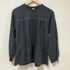 長袖カットソー ブラック パープルメロウ加工