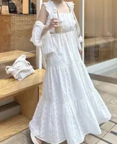 最終価格muguet cotton ribbon tiered frill op