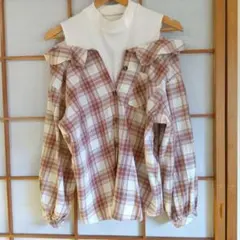 Blitorm チェック柄バルーンスリーブシャツ L