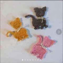お家の猫ちゃん①　カラフル３匹　ワッペン　飾り　アップリケ（オリジナル商品）