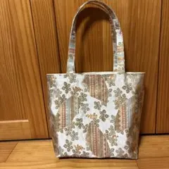さ*】様 396 帯リメイクバッグ　花柄中型トートバッグ