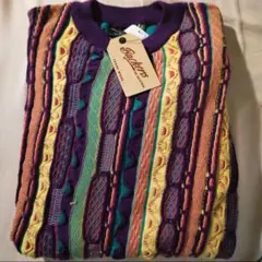 値下「Backers」総柄 3Dニット セーター パープル