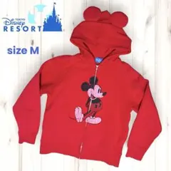 東京ディズニーリゾート ミッキーマウス 耳付き パーカー 赤 Mサイズ