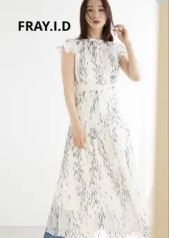 ✨美品❤️✨FRAY.I.D シフォンプリーツプリントワンピース　ノースリーブ　S
