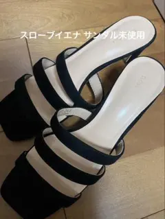 【値下げ】スローブイエナ ブラック ストラップサンダル 中ヒール 24.5cmのサムネイル