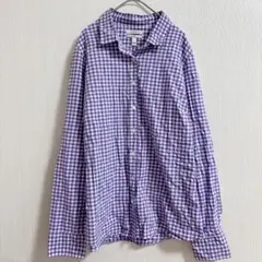 美品 J.CREW ジェイクルー ギンガムチェックシャツ 紫 パープル コットン