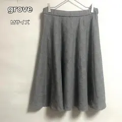 grove グローブ　グレーチェック柄カジュアルフレアスカート Mサイズ