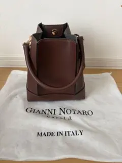 美品 GIANNI NOTARO 2WAYバッグ ブラウン 付属品付き