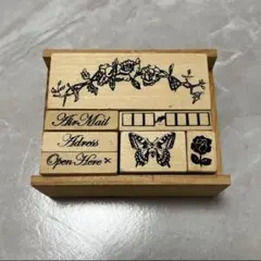 スタンプ はんこ アンティーク 木製スタンプ 7個セット
