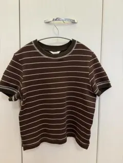 ボーダー クルーネック Tシャツ 半袖 ブラウンのサムネイル
