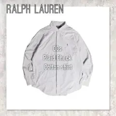 00sRalphLaurenラルフローレン刺繍ロゴコットン格子柄チェックシャツ