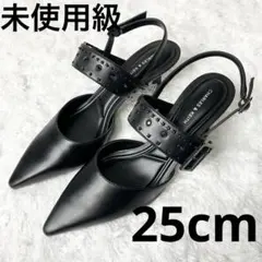未使用級　CHARLES & KEITH ブラックポインテッドトゥサンダルヒール