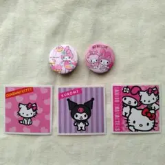 【新品未使用】マイメロディ缶バッジ・サンリオキャラクターシール 5点セット