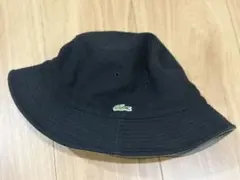 美品　LACOSTE バケットハットリバーシブル カーキ×ブラック　秋冬