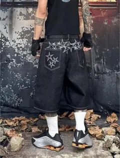 NOREMIDデニムショーツ ショートパンツ ブラック L ストリート Y2K