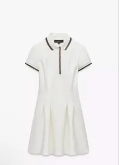 ZARA ショートリブワンピース　ワンピース　ポロワンピース　ホワイト