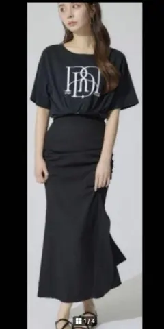 rienda　ギャザーマーメイドジャストウエストスカート　Mサイズ　ブラック