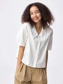 【新品】ビッグカラーシャツ ホワイト 白シャツ 半袖