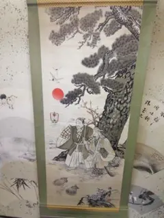 縁起物】掛け軸 「高砂」 翁 媼 松竹梅 鶴亀 寿 ｜お正月・結婚式