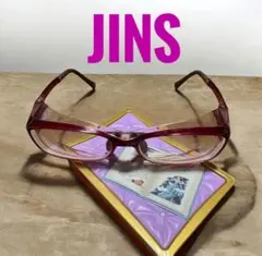JINS 花粉症メガネ赤透明 スクエアフレーム メガネ
