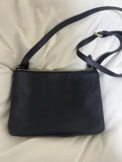 黒 ショルダーバッグ ダブルファスナー