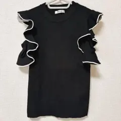 INGNI フリル袖 オフショルダー ブラック ニット