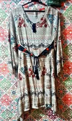 エスニック ひざ丈ワンピース