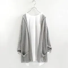 セオリーリュクス カーディガン グレー フード コットン 春夏 羽織り 38