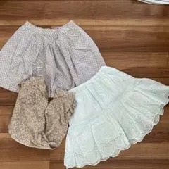 サニーランドスケープ・UNIQLOのスカートとパンツ3点セット 130-140