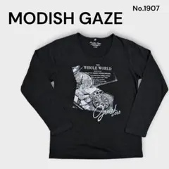 MODISH GAZE ブラック グラフィック 長袖Tシャツ ロンT Lサイズ