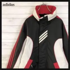 【90s】アディダス☆ナイロンジャケット マルチカラー　デカロゴ　デサントタグ