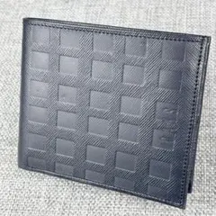 未使用ダックス★メンズ2つ折りウォレット 小銭入れなし 型押しレザー 本革 濃紺のサムネイル