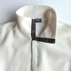 90s 紺タグ OLD UNIQLO フリース スナップT　Ｍ　オフホワイト