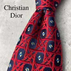 美品 Christian Dior ジャガード カナージュ柄 ドット柄 ネクタイ