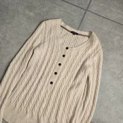 美品 BURBERRY カシミヤ混 ケーブル編み セーター ニット ホースロゴ