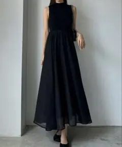 louere ボトルネックニットドッキングワンピース　ブラックのサムネイル