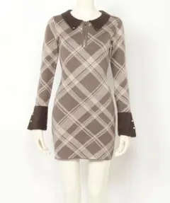 LIP SERVICE フェザーカラーチェックニットワンピース ミックス2