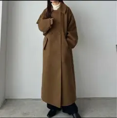callautia ステンカラーロングコート ブラウン S