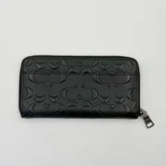 美品 COACH コーチ シグネチャー 長財布 レザー ブラック エンボス加工