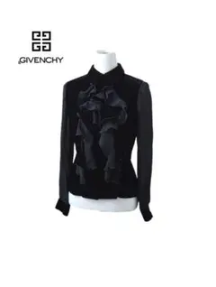 GIVENCHY　フリル　つけ襟　2way シアー袖　切替　ベロア　長袖　シャツ