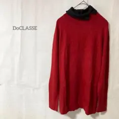 【ドゥクラッセ】タートルネック　セーター　レッド　赤　レディース　M 1629