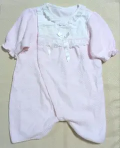 ピンク フリルリボン ベビードレス