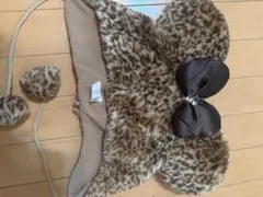 ヒョウ柄耳付き帽子