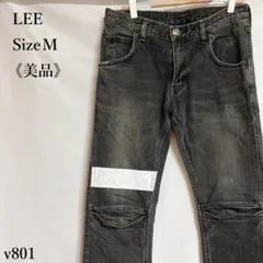 【美品】LEE ブラックデニム M ストレート 股下83.5cm ダメージ加工