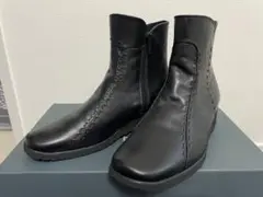 アシックス　ペダラ　ブーツ 黒 レザー サイドジップ　22cm 3EEE