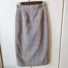 スカート　膝下丈　膝丈　チェック　　ハウンドトゥース　千鳥格子　大人
