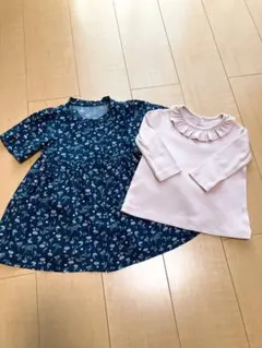 ユニクロ フリル付き クールネック コムサイズム 半袖ワンピース 2枚セット