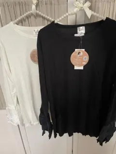 tal.by yumi. 長袖アシメフリル☆Ｌサイズ☆黒白２枚セット☆【新品】