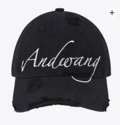 andwang dameged cap キャップ ブラック